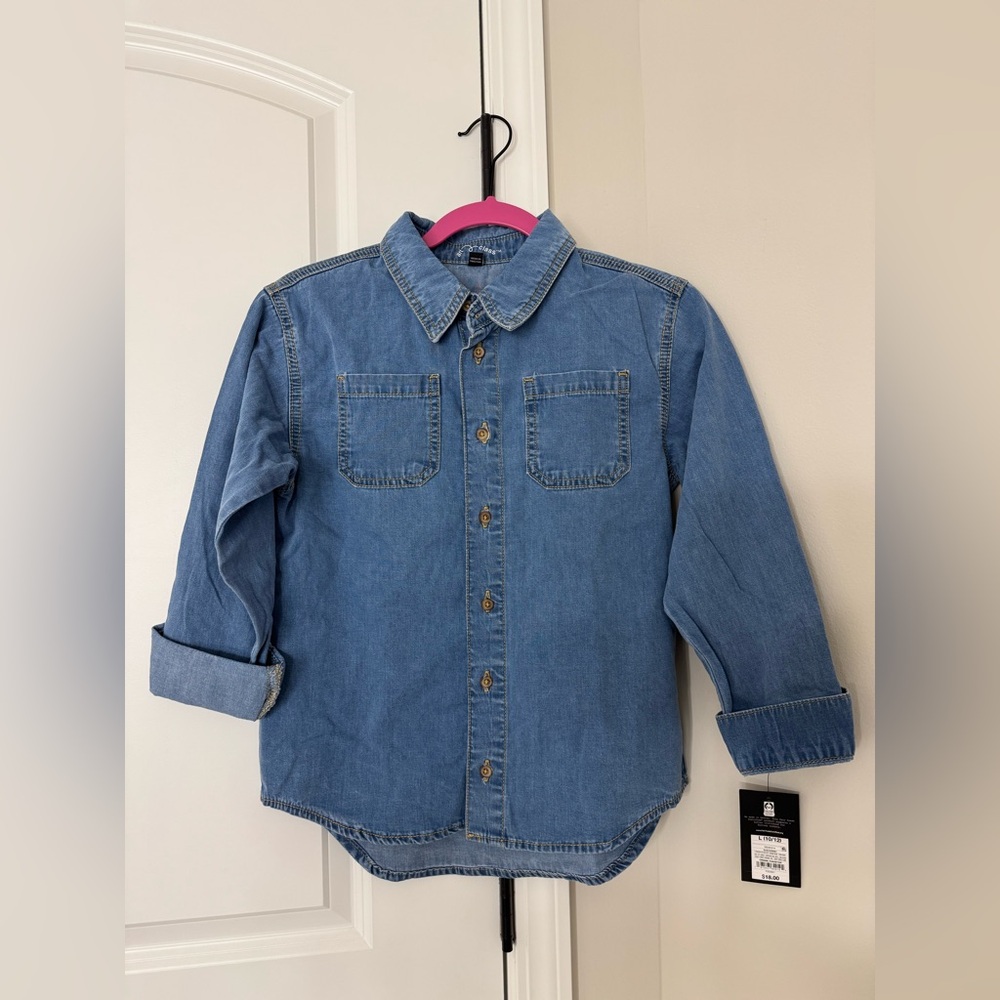 Art Class - Girls Soft Blue Jean Long Sleeve Shirt